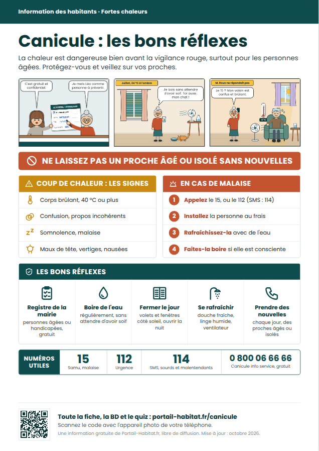 Affiche « Canicule : le registre et les bons réflexes »