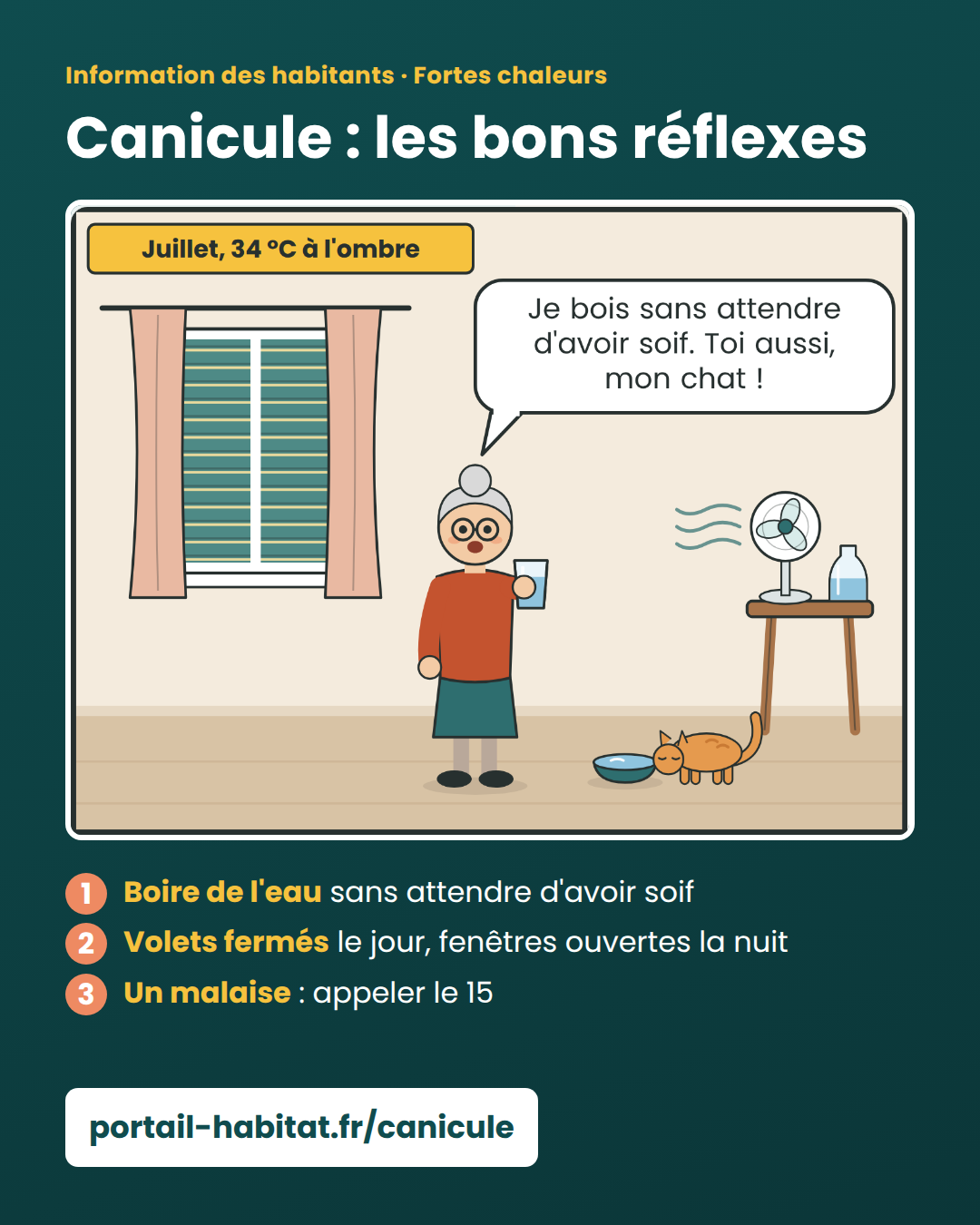 Visuel Facebook / Instagram « Canicule : les bons réflexes et le registre de la mairie »