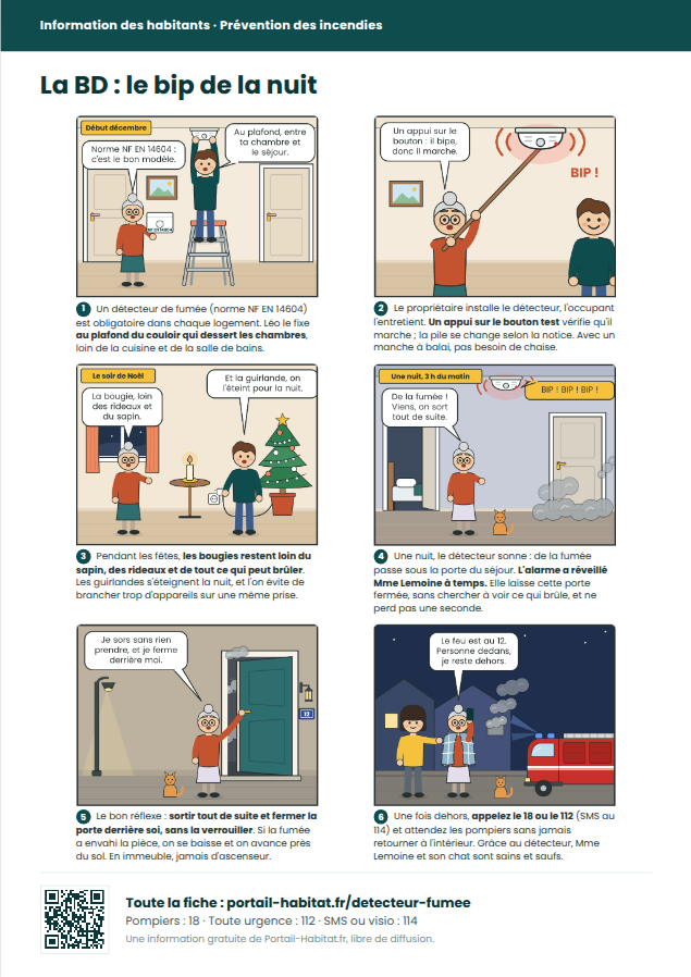BD à imprimer « Détecteur de fumée et incendie : les bons réflexes »