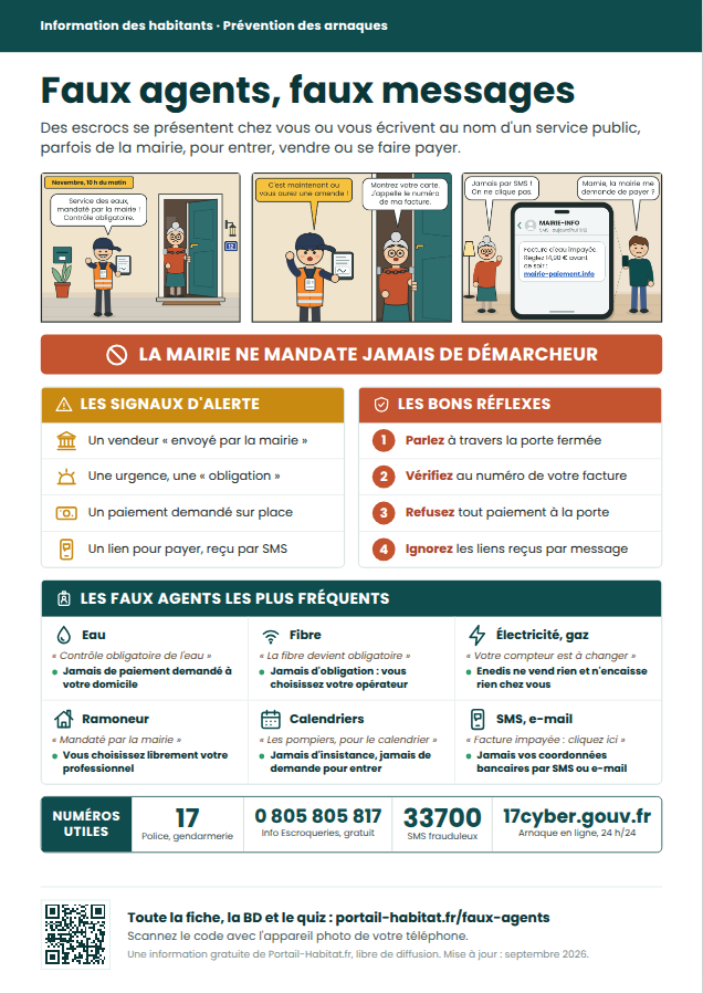 Affiche A4 « Faux agents et faux messages de la mairie »
