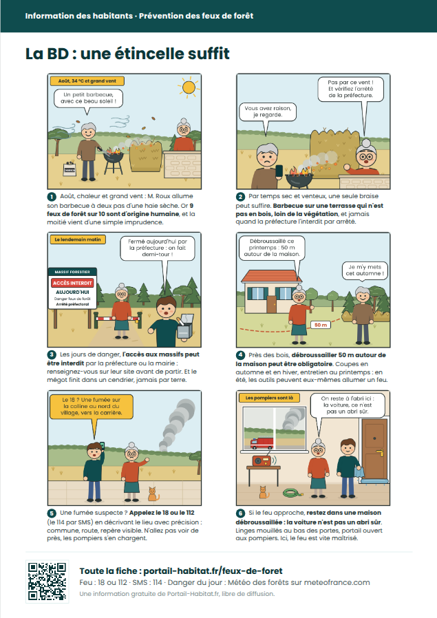 BD à imprimer « Feux de forêt et de végétation : les bons gestes »