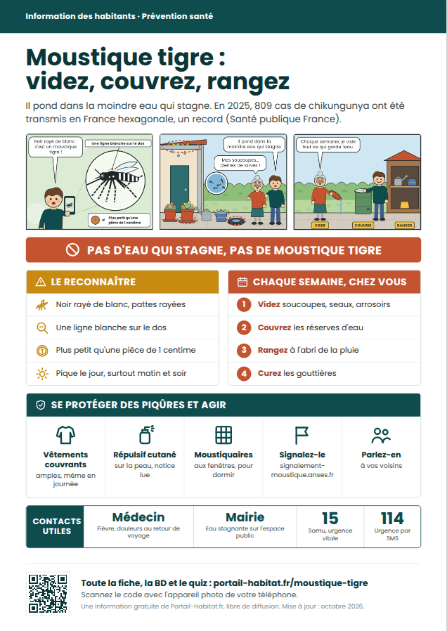 Affiche « Moustique tigre : vider les eaux stagnantes »