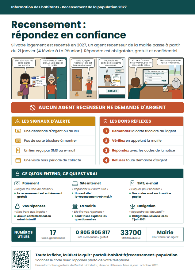 Affiche A4 « Recensement de la population : répondre en confiance »